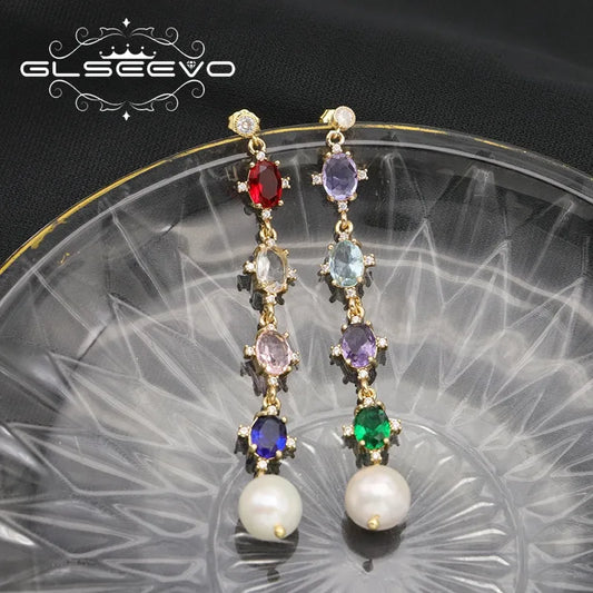 Long colorful elegant earrings